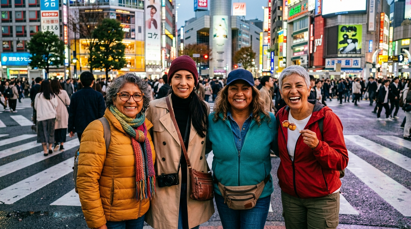 Grupo de mujeres compartiendo una cena bajo olivos