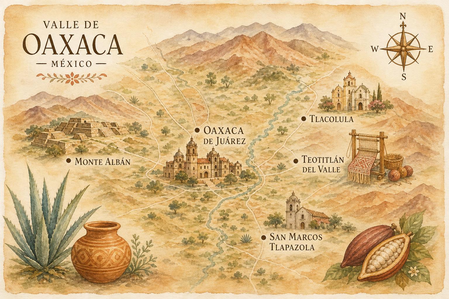 Mapa ilustrado del recorrido — Oaxaca entre Mujeres